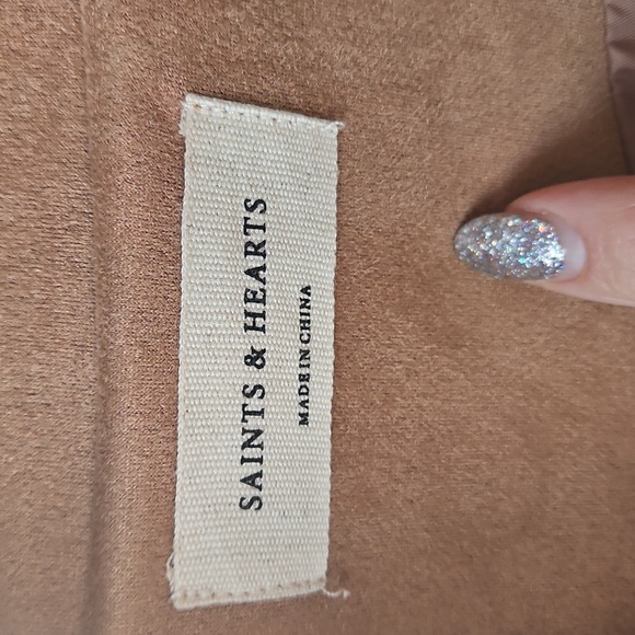 Saints & Hearts Fringe Jacket Vegan Suede Leather Women Large - Picture 2 of 5